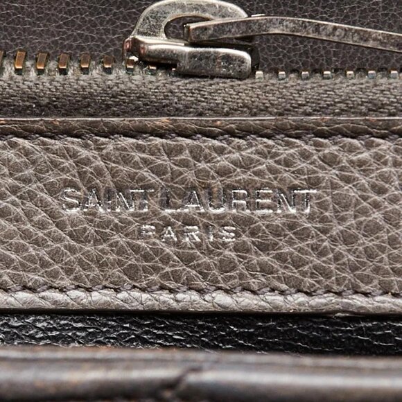 Yves Saint Laurent Grey Chevron Quilted Leather Monogram Large College Bag - Picture 9 of 12